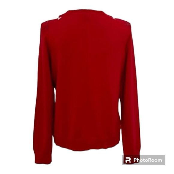 Lands End Red and white argle cardigan L - Picture 3 of 5
